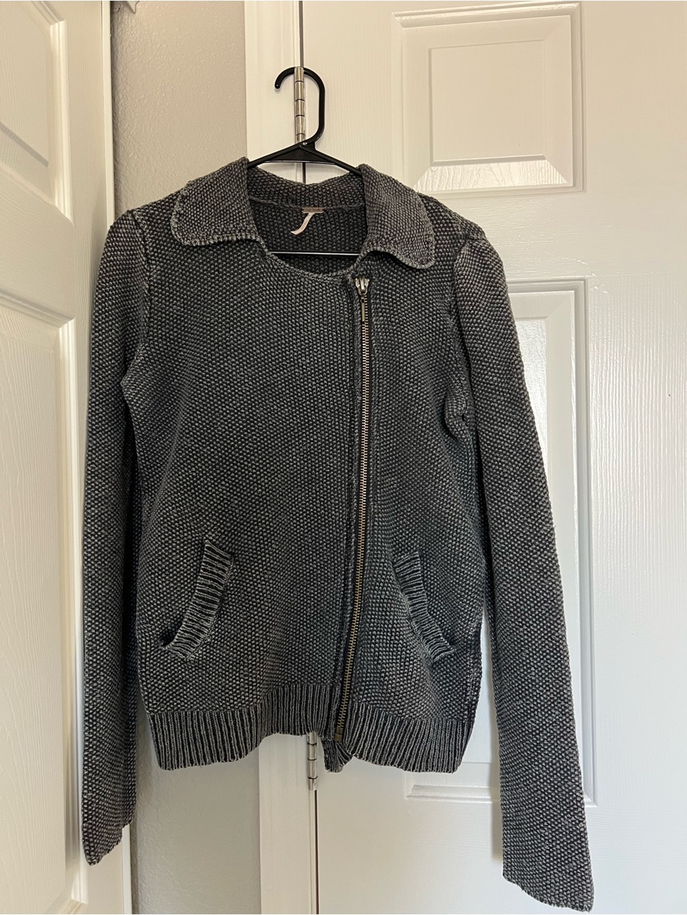Free People Knit Moto Jacket Sweater - M